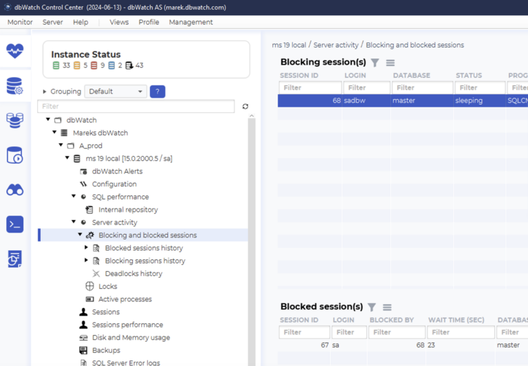 Monitor and Manage Database Locks - dbWatch