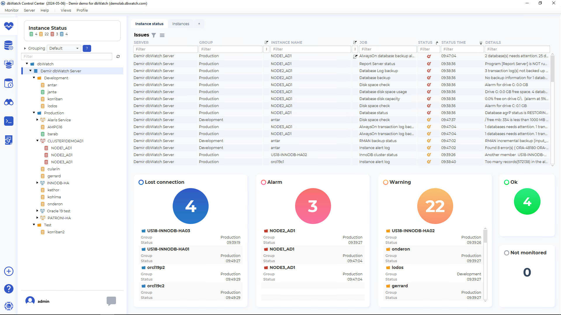 A Screenshot of a database activity monitoring use case