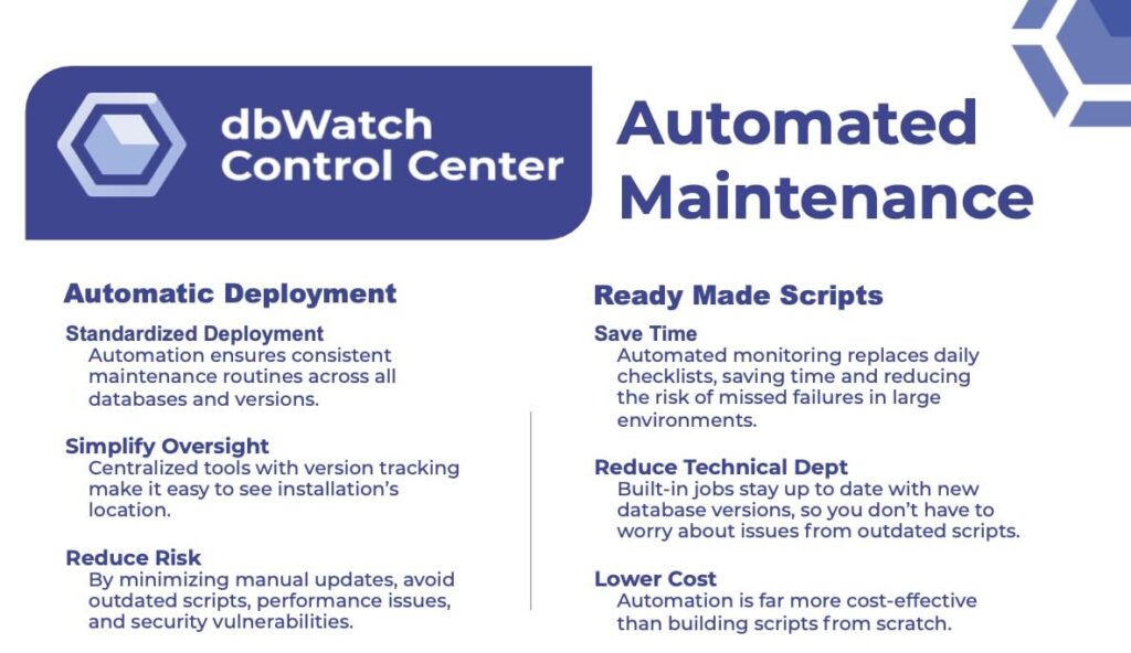Automated maintenance product sheet screen shot