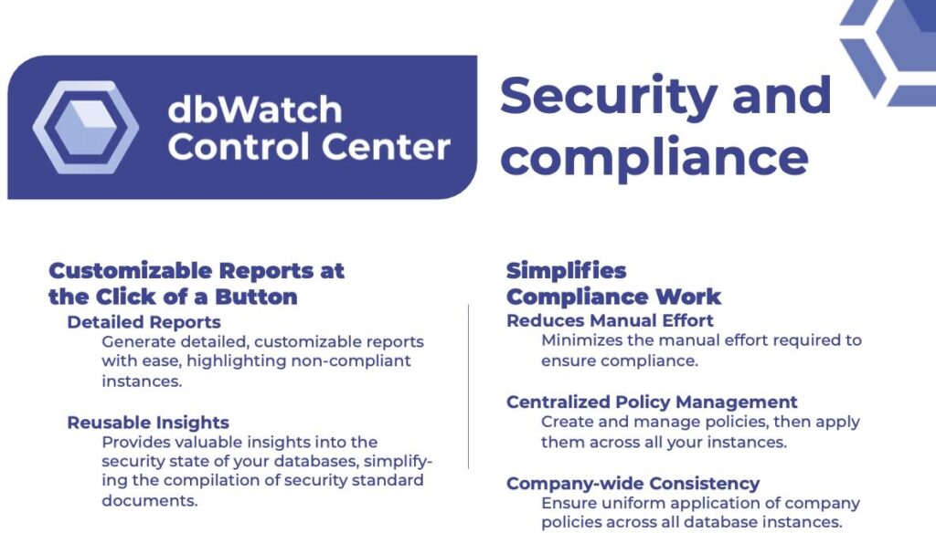 Security and Compliance product sheet screen shot.