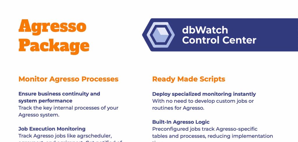 A thumbnail of the Agresso product sheet for dbWatch.